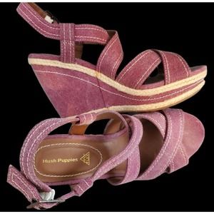 Hush Puppies Purple Cloth & Leather 4" Wedge Heel… - image 1